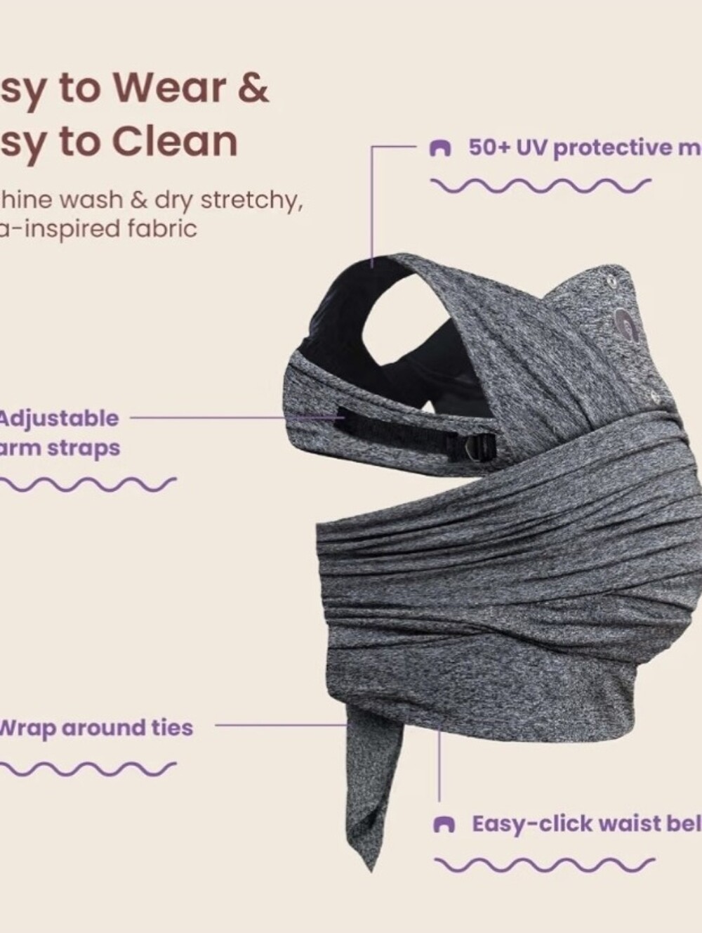 Boppy Gray Stretch Bandeau Carrier - Supportive Everyday Wear